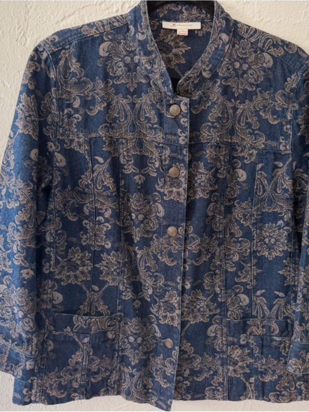 JM Collection Blue Paisley Button-Front Jacket